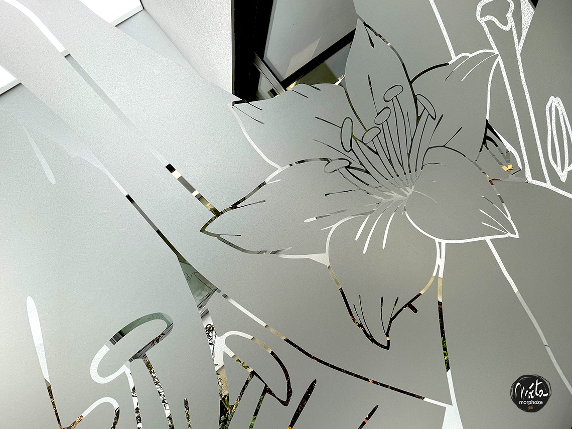 Frosted window stickers and custom, floral, vegetable color