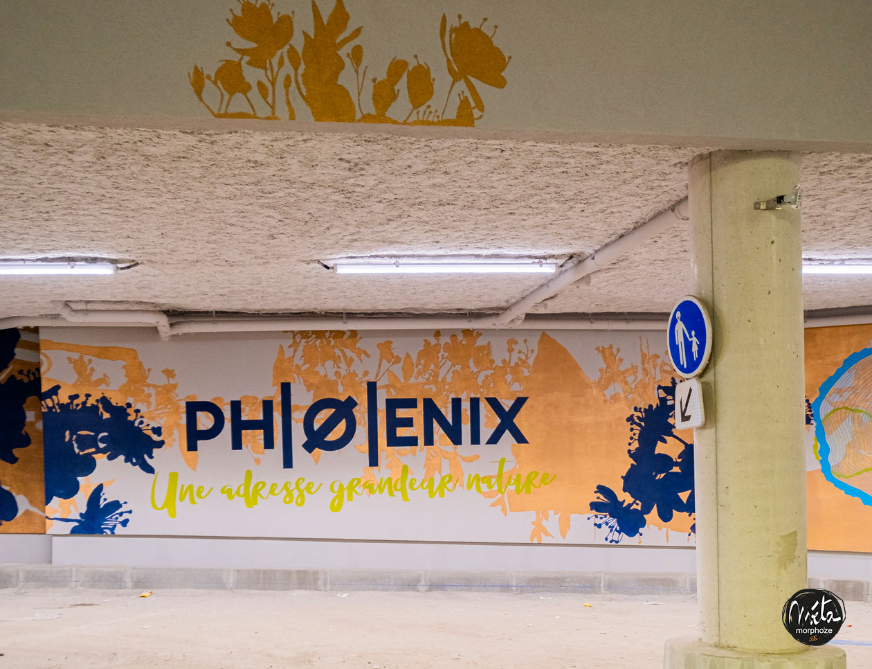 Contemporary outdoor mural with anamorphosis for the parking lot of the high-end Phoenix residence